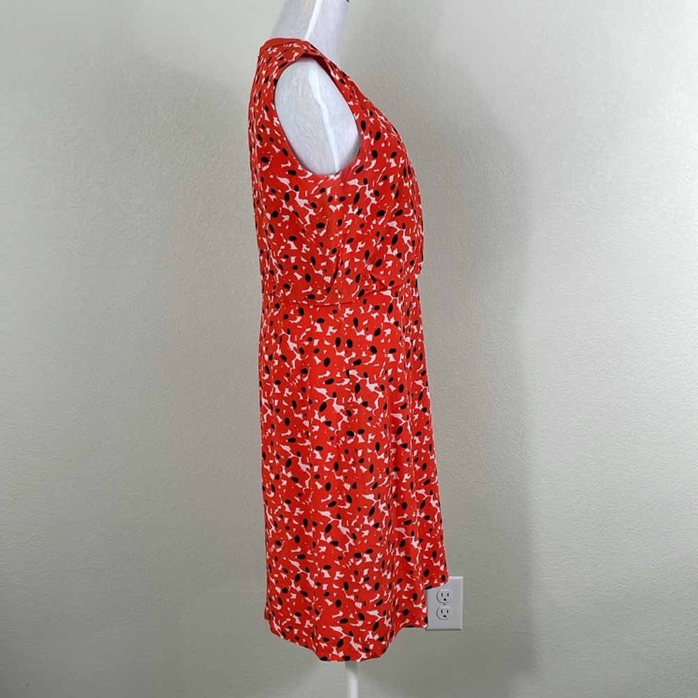 Hugo Boss 100%‎ silk sleeveless knee length red white dot dress size 8 - Picture 3 of 6